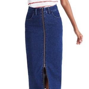 Madewell Denim Zip-Front Midi Skirt